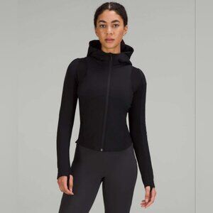 Lululemon Athletica Womens Black  Push Your Pace Full Zip Hooded Jacket Size 10